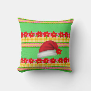 Oreiller à lancer Casquette de Noël, Poinsettia Gr
