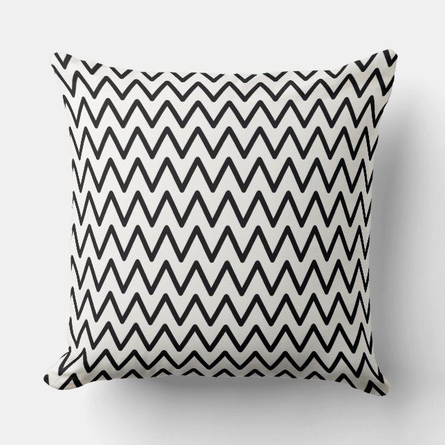 Oreiller à lancer classique noir et blanc Chevron (Recto)