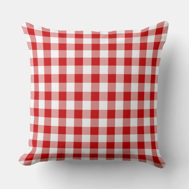 Oreiller à lancer classique rouge En vichy Motif (Recto)