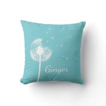 Oreiller à lancer Dandelion personnalisé en bleu t