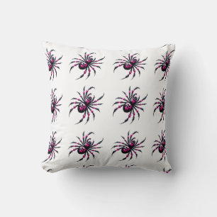 oreiller à lancer d'araignée noire rose halloween