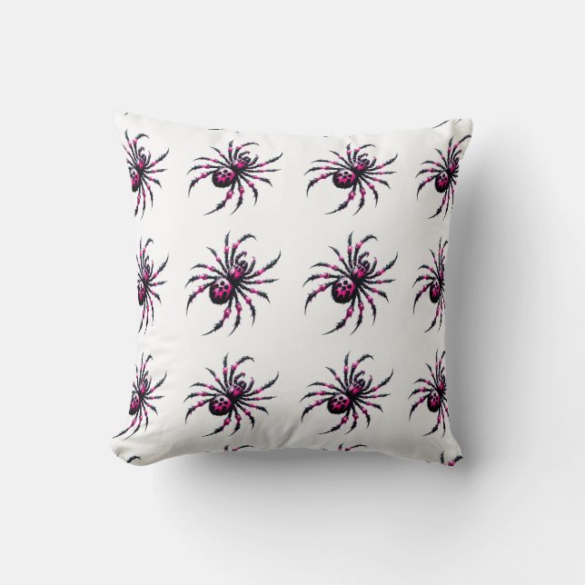 oreiller à lancer d'araignée noire rose halloween (Recto)