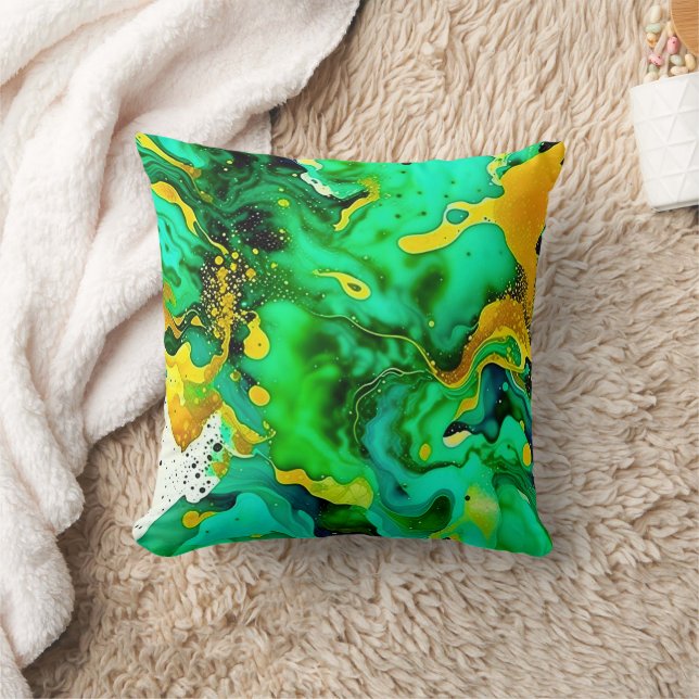 Oreiller à lancer d'art liquide Emerald Green (Couverture)
