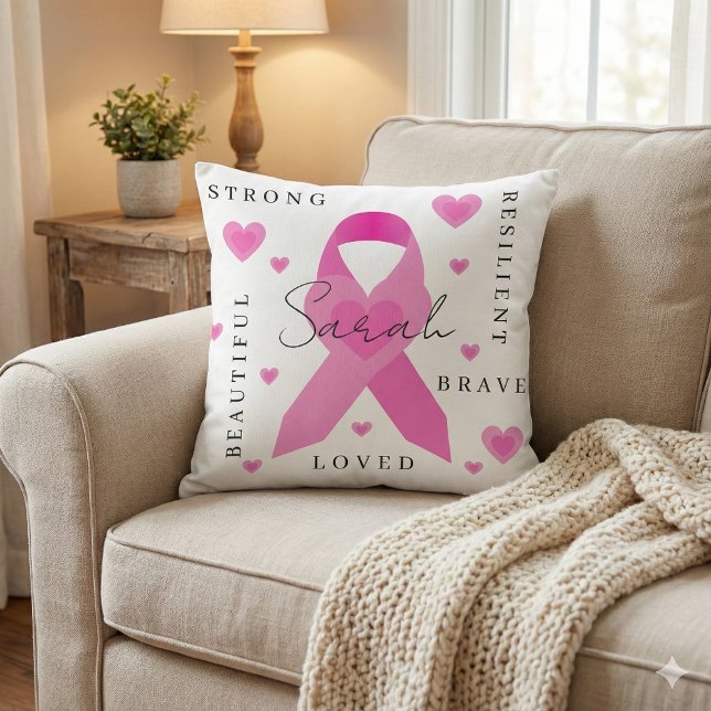 Oreiller à lancer de cancer du sein (Empower someone with breast cancer with this beautiful personalized pillow! )
