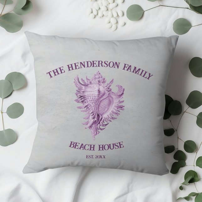 Oreiller à lancer de coquille Magenta Conch (Magenta Conch Shell Throw Pillow)