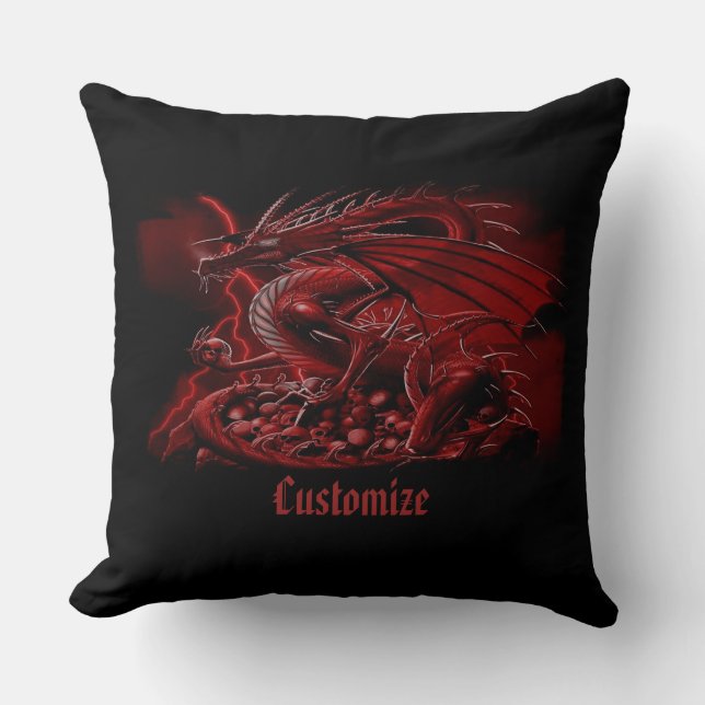 Oreiller à lancer de dragon rouge personnalisé (Recto)