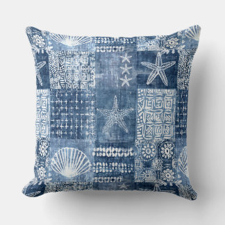 Oreiller à lancer de la côte d'Indigo Blue Boho