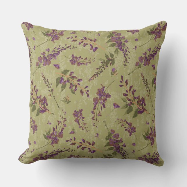 Oreiller à lancer de la vigne de la Wisteria Flora (Recto)