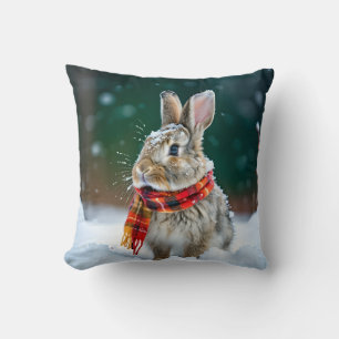 Oreiller à lancer de lapin d'hiver