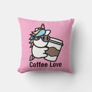 Oreiller à lancer de licorne de café