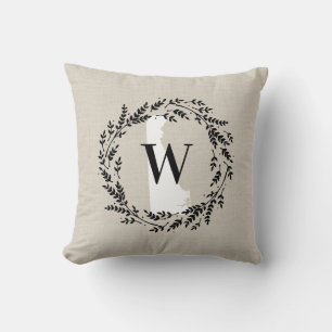 Oreiller à lancer de monogramme de couronne rustiq