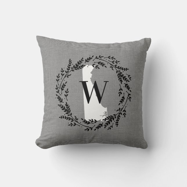 Oreiller à lancer de monogramme de couronne rustiq (Recto)