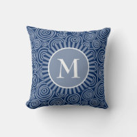 Oreiller à lancer de monogramme - Spiraux blancs b