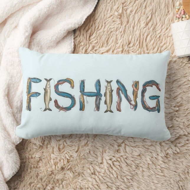 Oreiller à lancer de texte de pêche (Couverture)