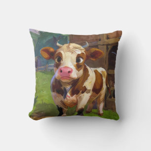 Oreiller à lancer de vache à grange mignon