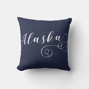 Oreiller à lancer du coeur de l'Alaska, drapeau de