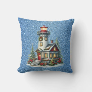 Oreiller à lancer du phare de Noël