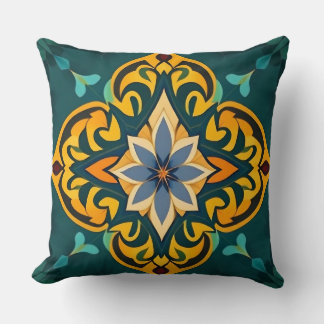 Oreiller à lancer en mosaïque jaune