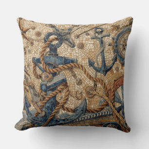 Oreiller à lancer en mosaïque marine
