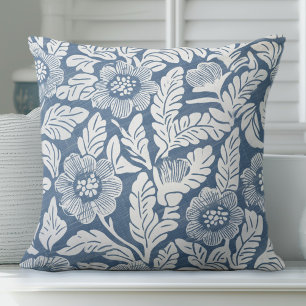 Oreiller à lancer floral bleu