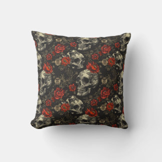 Oreiller à lancer floral crâne