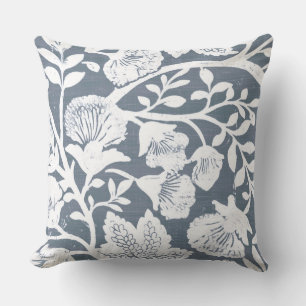 Oreiller à lancer floral gris et blanc