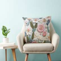 Oreiller à lancer floral Pastel Crochet Knit