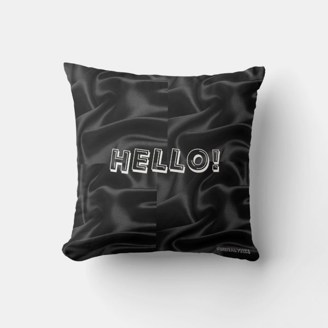 Oreiller à lancer Hello noir (Recto)