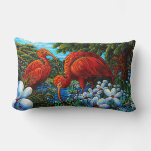 Oreiller à lancer Ibis rouge de 13" X 21"
