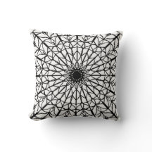 Oreiller à lancer Mandala noir et blanc