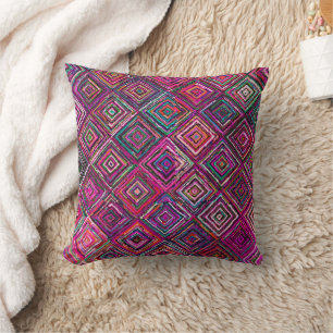Oreiller à lancer marocain rose géométrique