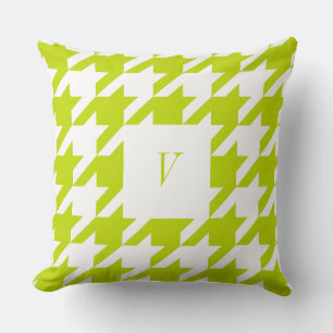 Oreiller à lancer monogrammé de céleri Houndstooth