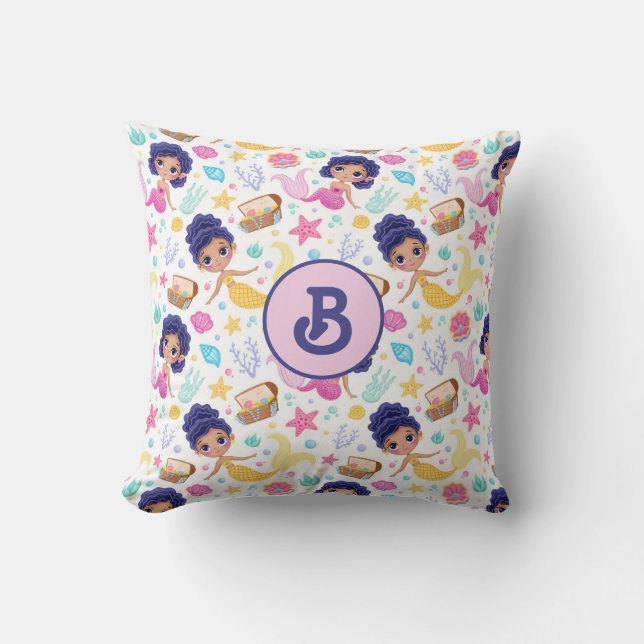 Oreiller à lancer monogramme de la sirène (Recto)