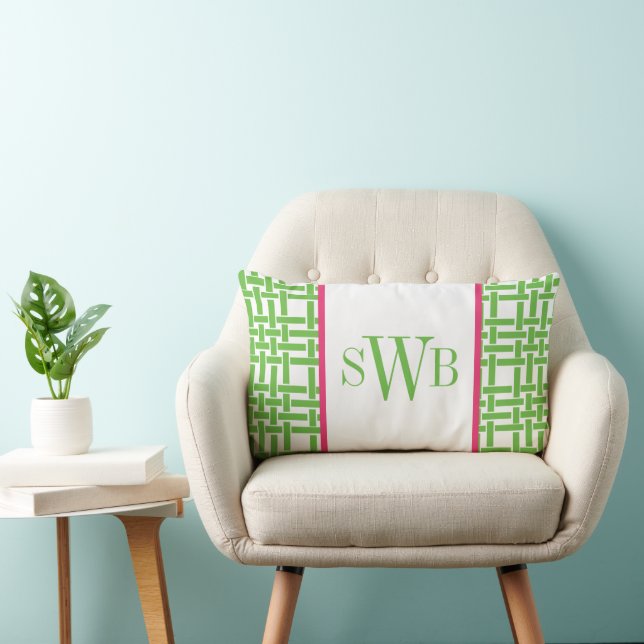 Oreiller à lancer monogramme en bambou (Chaise)