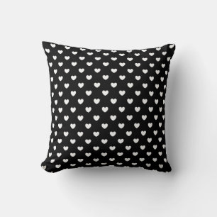 Oreiller à lancer Motif à coeur noir et blanc tend