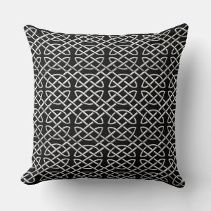 Oreiller à lancer Motif à noeud celtique noir et a