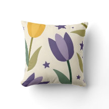Oreiller à lancer Motif de tulipe lunaire