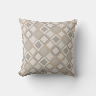 Oreiller à lancer Motif géométrique beige et gr