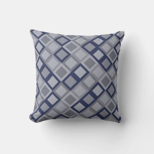 Oreiller à lancer Motif géométrique bleu et gri