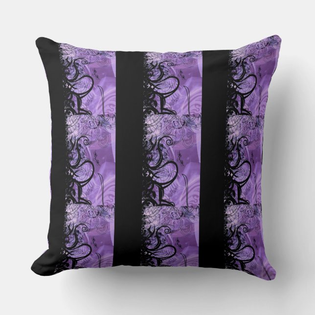 Oreiller à lancer Motif noir et violet (Recto)