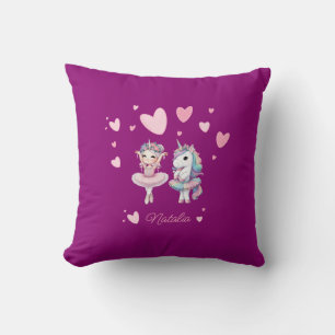 Oreiller à lancer mou Ballerina Unicorn violet