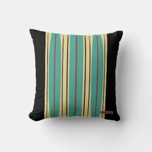 Oreiller à lancer noir avec des accents bleu, beig