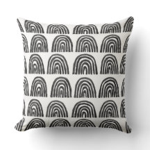 Oreiller à lancer noir et blanc ethnique Boho
