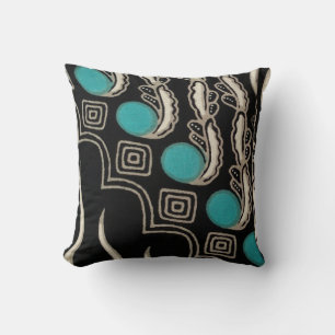 Oreiller à lancer noir et turquoise