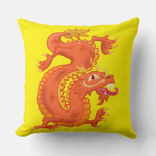Oreiller à lancer Orange Oriental Dragon (Recto)