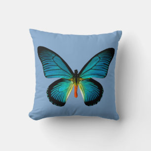 Oreiller à lancer papillon bleu
