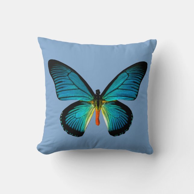 Oreiller à lancer papillon bleu (Recto)