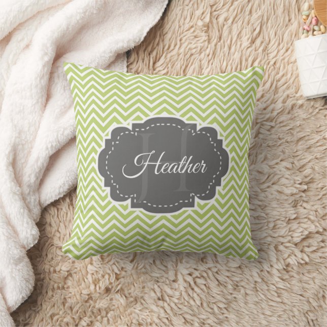 Oreiller à lancer personnalisé Chevron vert (Couverture)