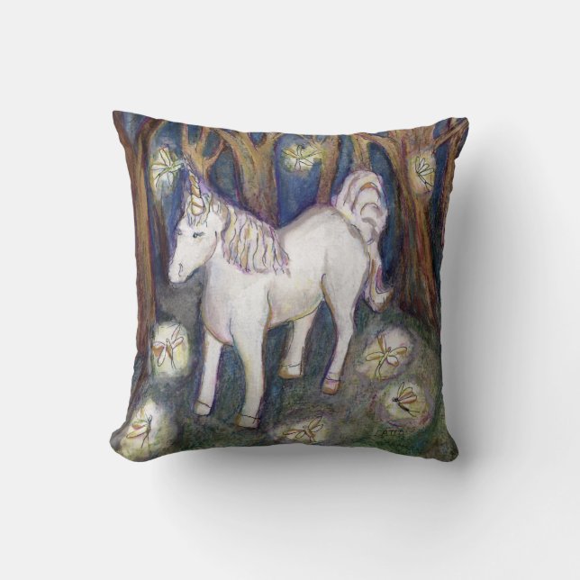 Oreiller à lancer personnalisé d'art Unicorn (Recto)