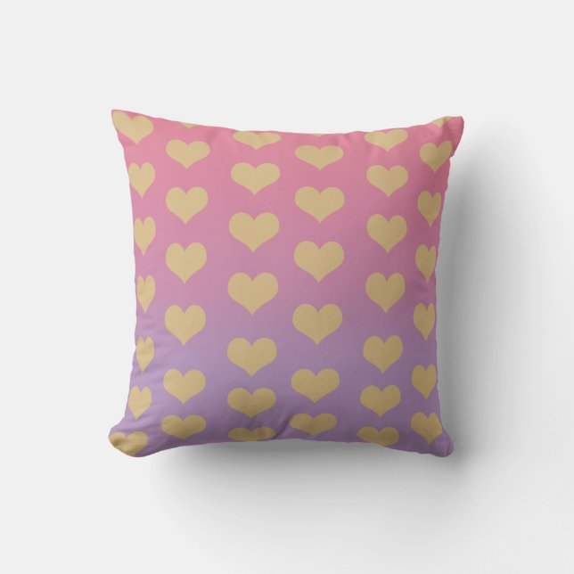 Oreiller à lancer personnalisé Ombré lilac or rose (Recto)